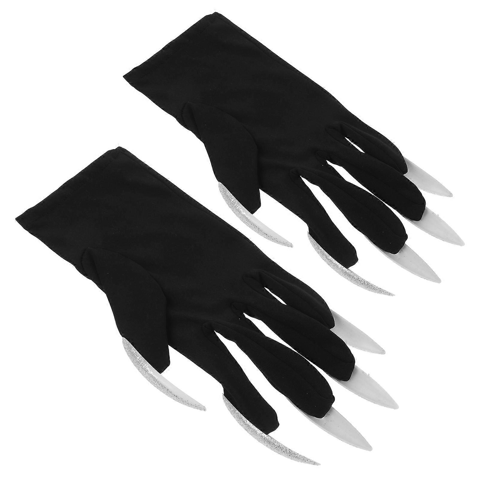 Halloween Gloves with Claws for Scary Party 3Pairs Silver Costume Props