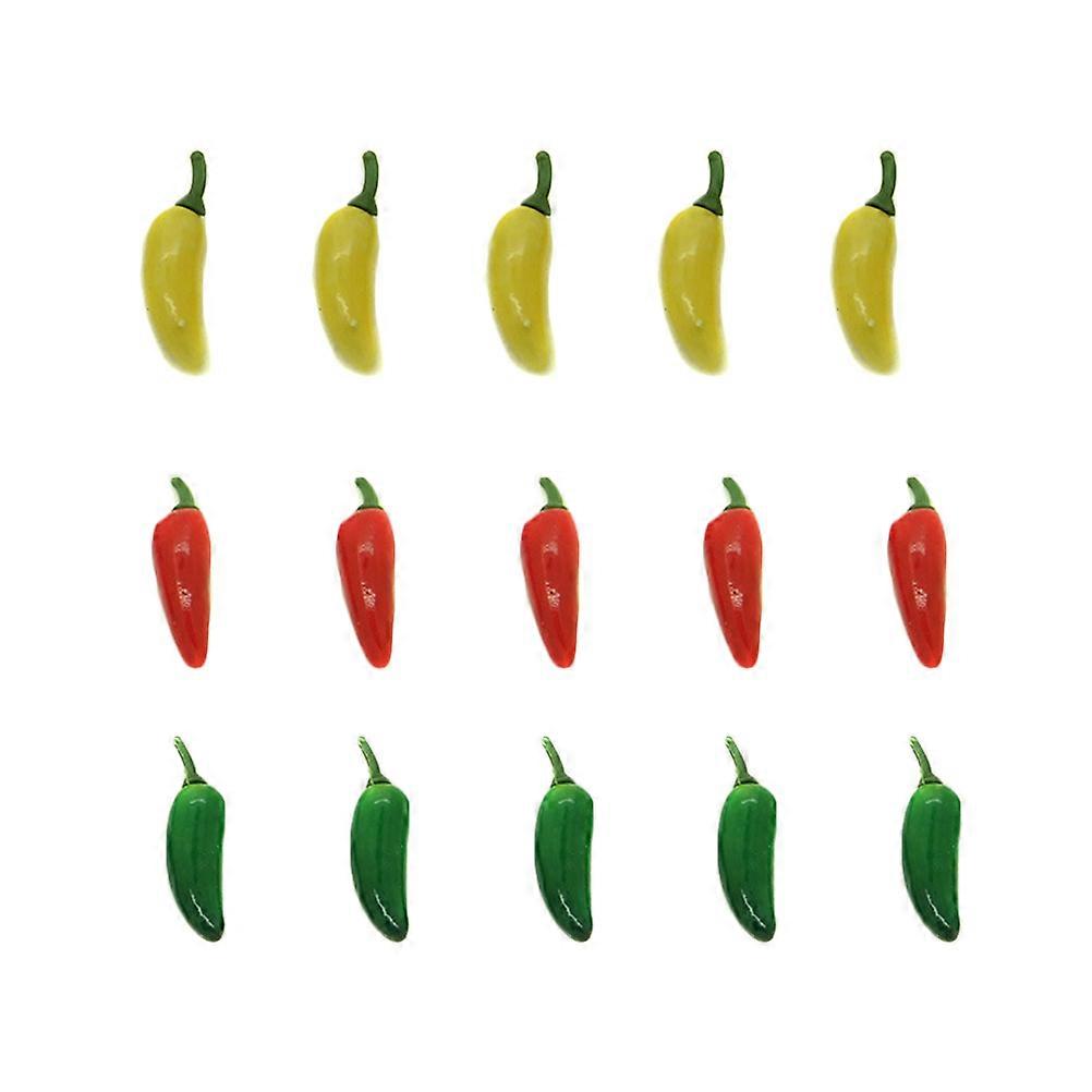 Mini Fake Peppers 60Pcs Simulation Lifesize Pepper Props Family Interaction Teaching Material Assorted Color