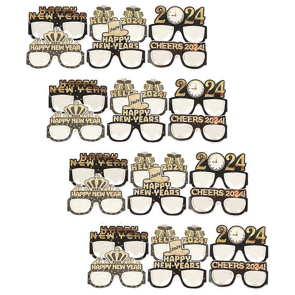 New Year Paper Eyeglasses Party Use with 24Pcs Assorted Color Glasses