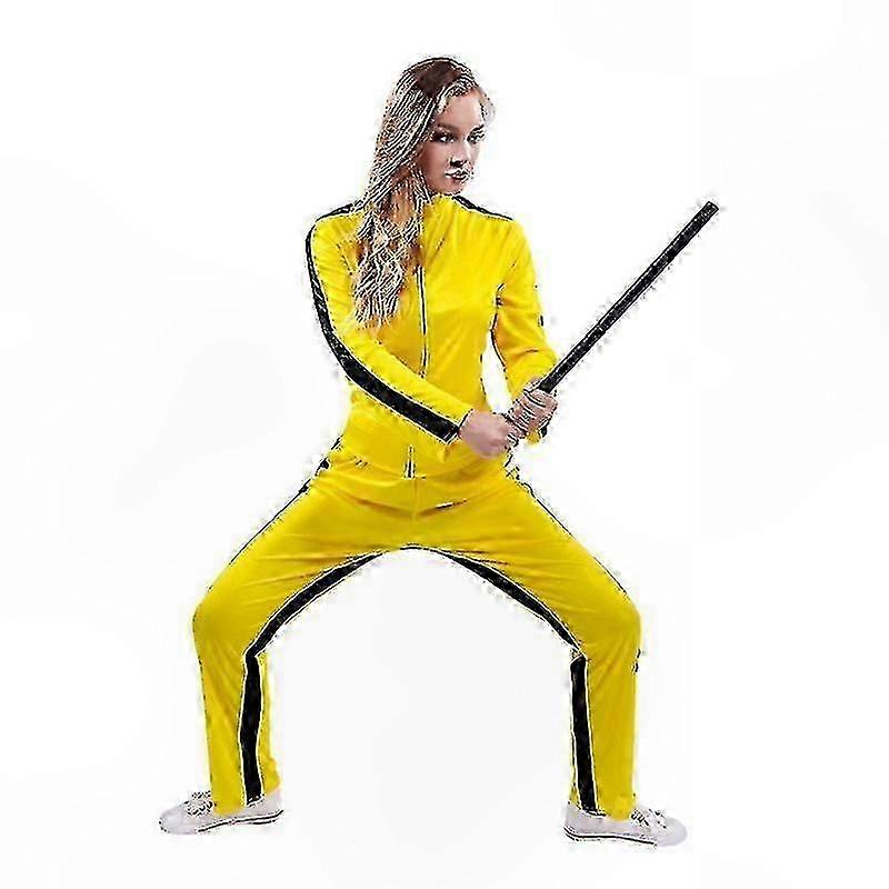 Yellow Kung Fu Style Jumpsuit for Adults Halloween Costume Uniform One Piece Outfit