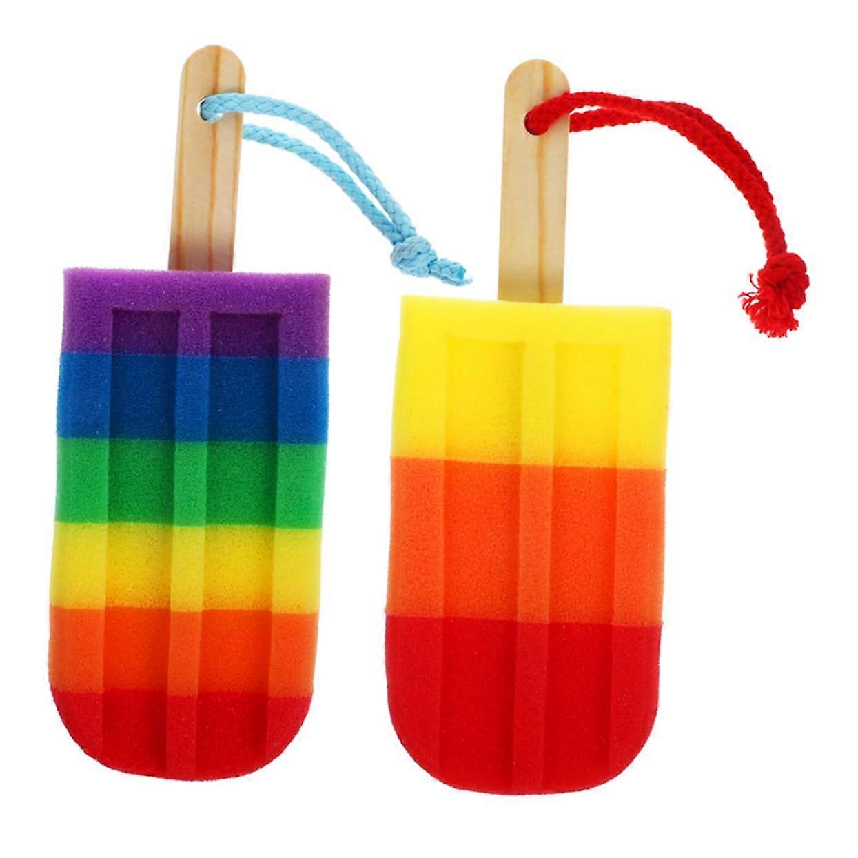 2pcs Bath Sponge Ice Shaped Exfoliating Sponge For Shower Boys And Girls Density Body Scrubber For Bath Cleaning