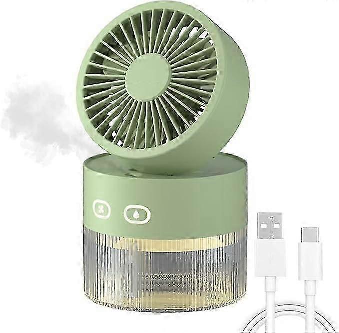 3-in-1 USB Desktop Fan & Humidifier with LED Night Light - Portable Cooling for Office & Room