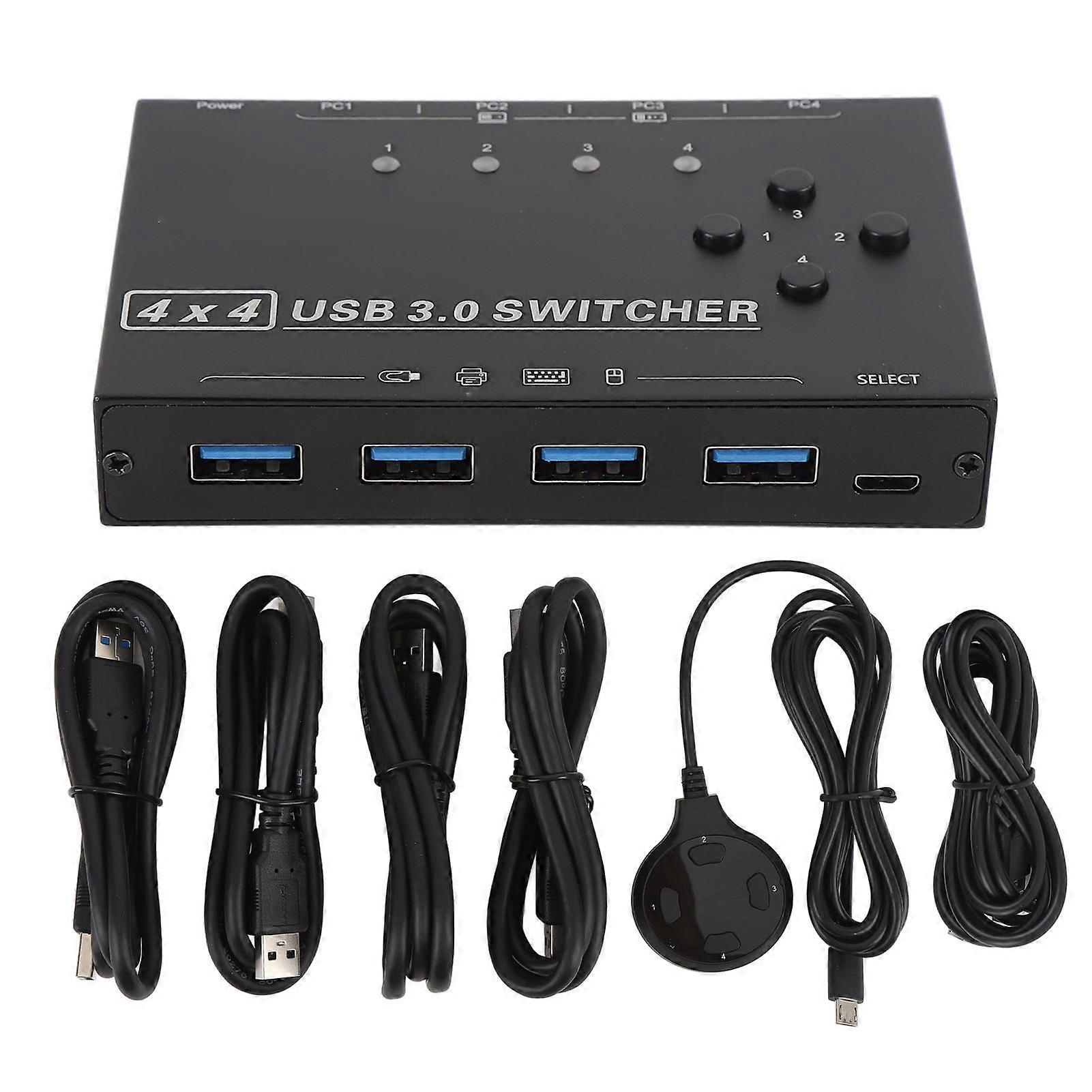 USB 3.0 Switch 4 Port Keyboard Mouse Switch 5Gbps for Home Office Multi-Computer Control