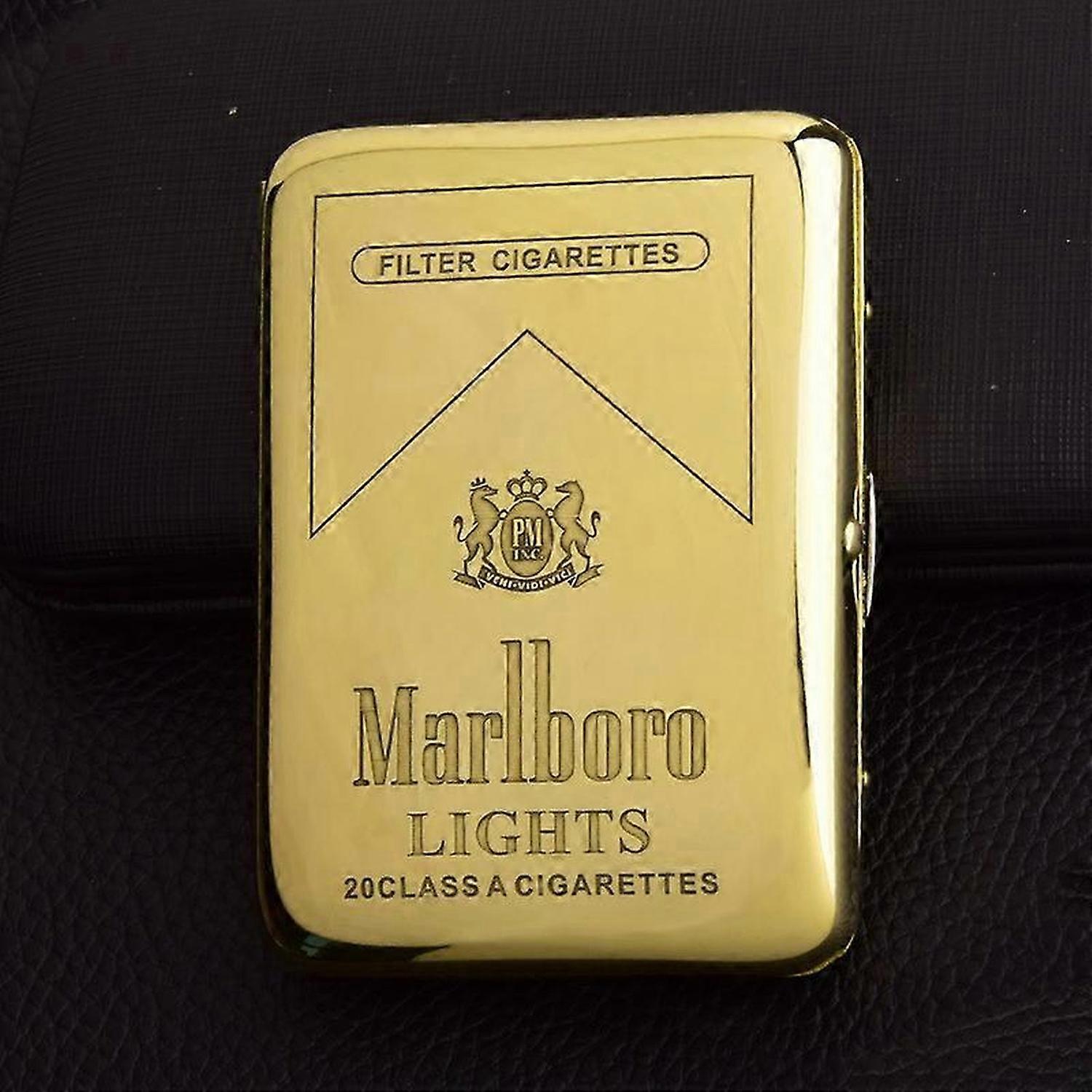Metal cigarette case, can hold 16 cigarettes, vintage copper Camel/Marlboro cigarette case, portable and waterproof (size: 9.5x7cm)