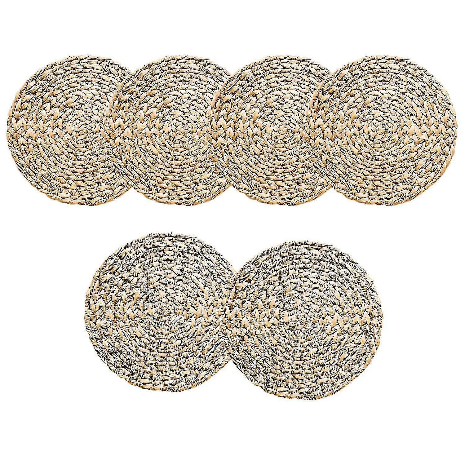 6-Pack Round Woven Dining Table Mats, 11.8"