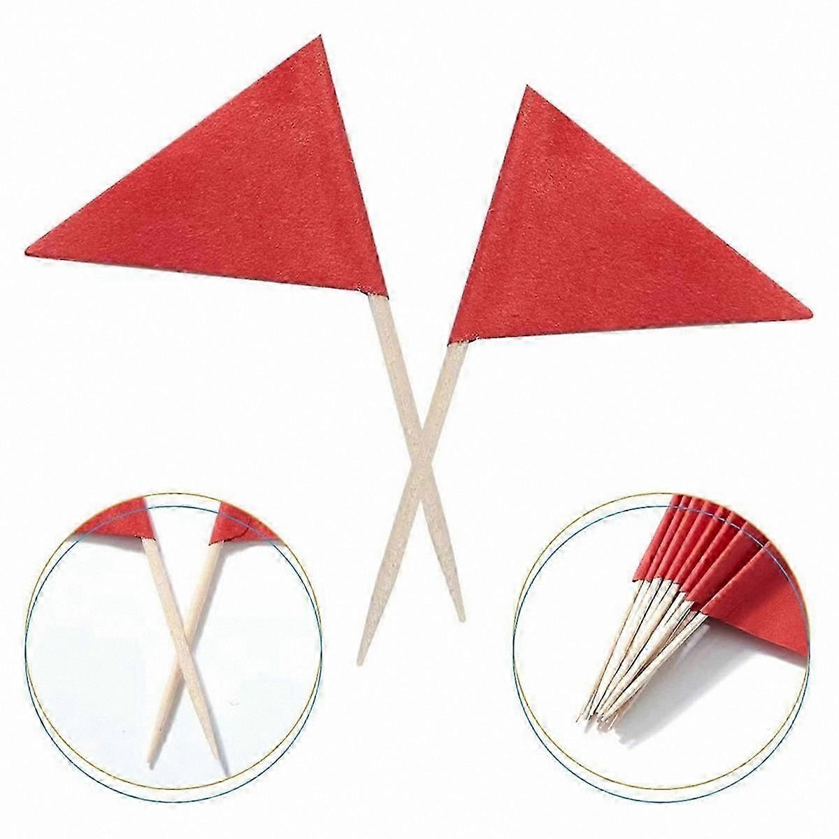 100 Pieces Mini Red Stick Flags for Cupcakes, Plain Toothpick Toppers for DIY Decorating