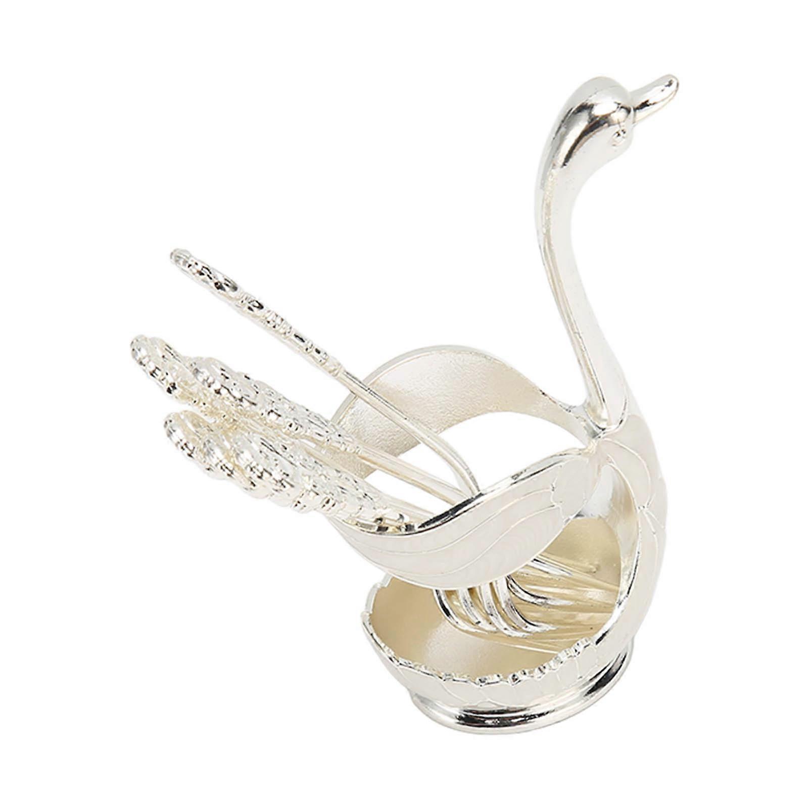 Swan Base Holder Coffee Dinnerware Set Light Luxury Innovative Swan Base Holder with 6pcs Forks 