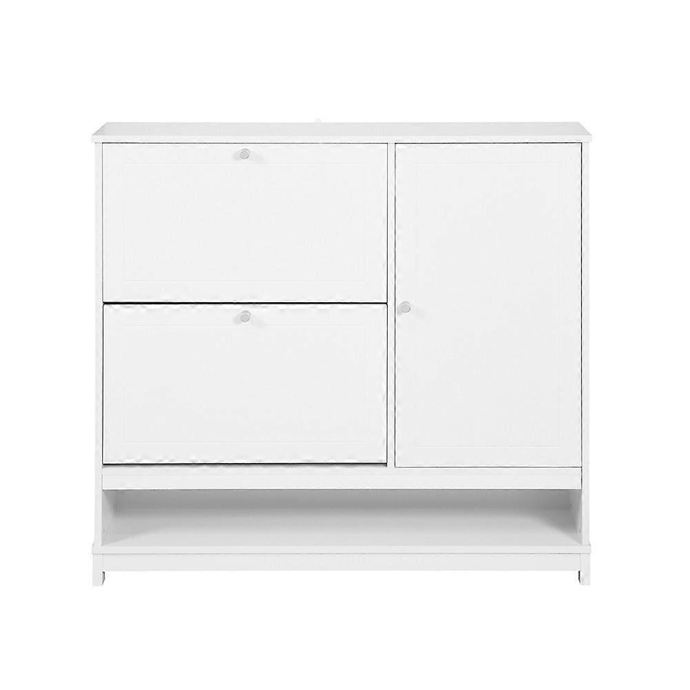 SoBuy FSR114-W, ארון נעליים למסדרון, יחידת אחסון נעליים עם 2 מגירות מתקפלות ודלת אחת לכניסה