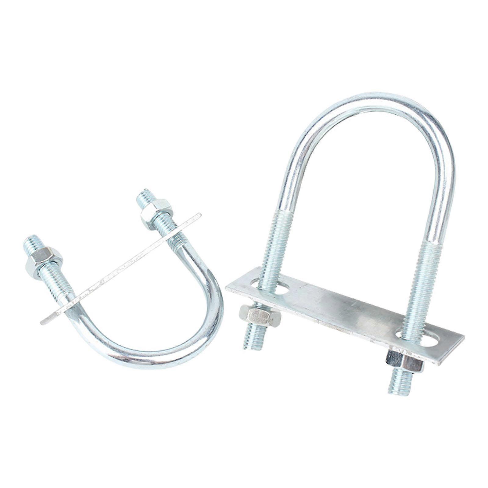 U Bolt Clamp Set 2Pcs Carbon Steel Fastener Hardware for Automotive Frame Pipe DN40 Mounting Spring Applications Multicolor