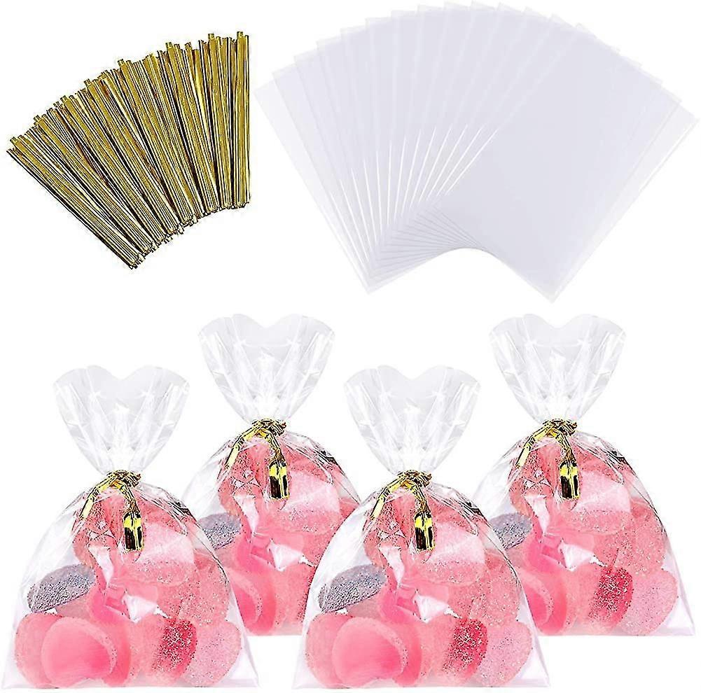 100 piese 6 x 9 cm clar pungi Opp cu twist cravate Trata pungi clar celofan A