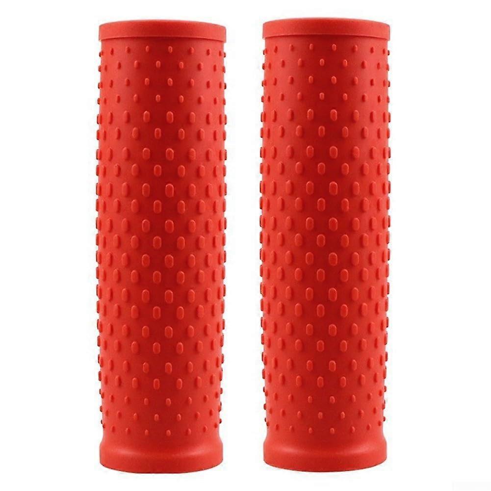 Electric Scooter Replacement Grips For Pro Models Rubber Non Slip Pair Red With Shock Absorbing Texture