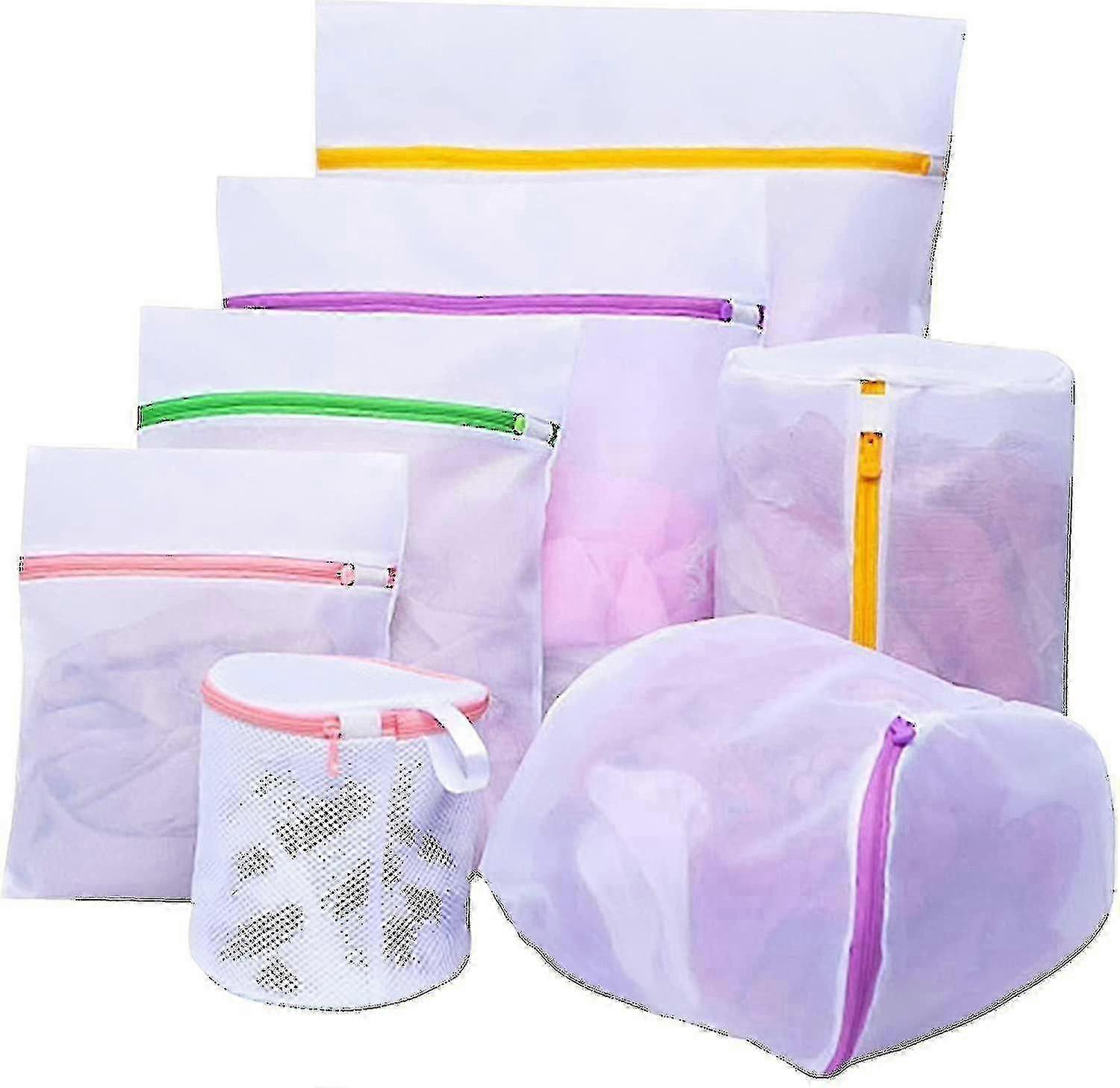7 tailles de sacs de lavage en machine, sacs à linge à fermeture à glissière