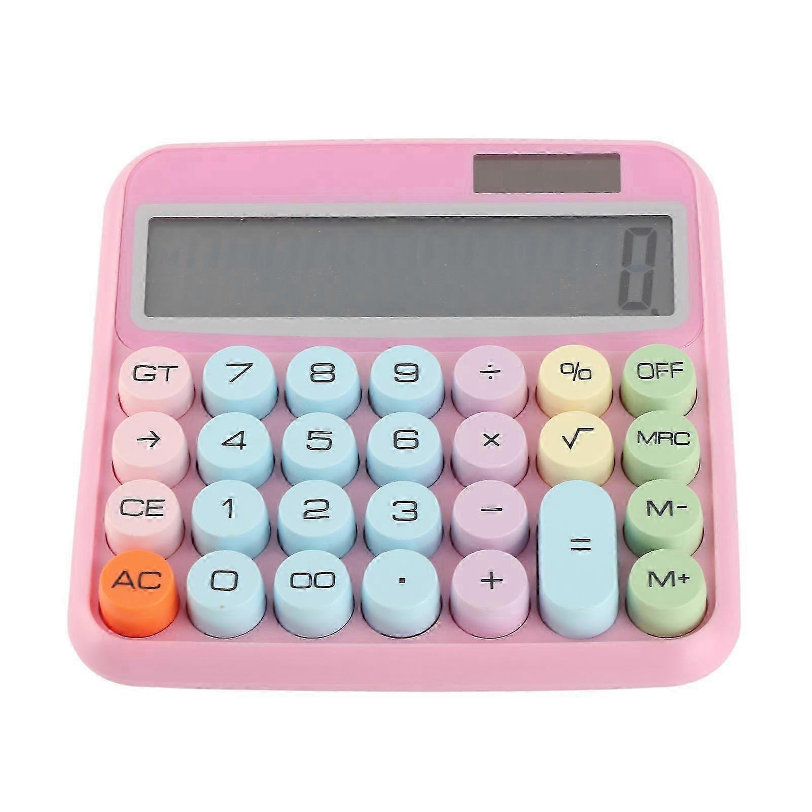 12 Digit Colorful Calculator Mechanical Keyboard Calculator Electronic Desktop Calculator for Home School Office Roseate
