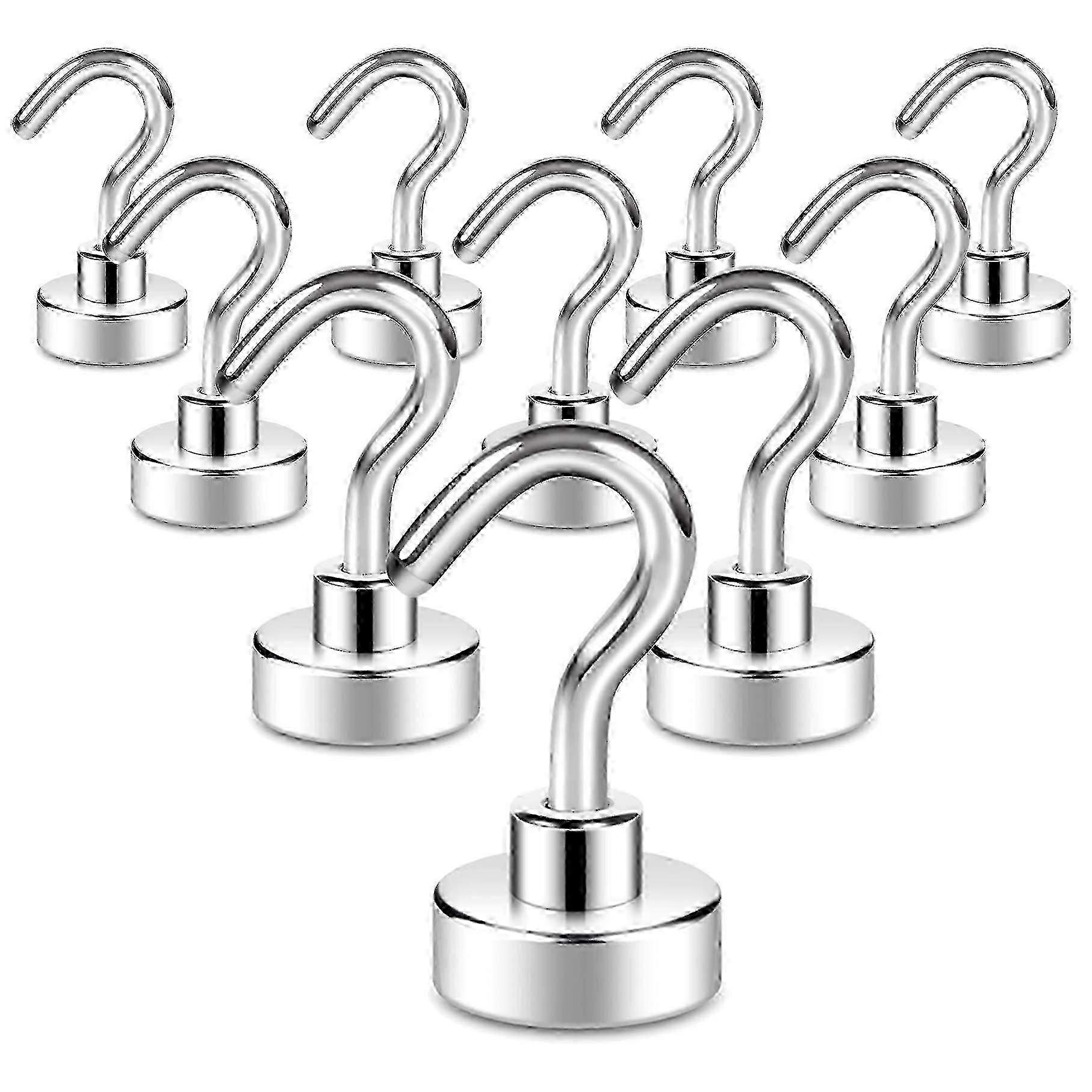 10-Pack Heavy Duty Magnetic Hooks with 8kg+ Strong Magnet - Versatile Fridge & Ceiling Hooks for Home Organization & Storage Solutions