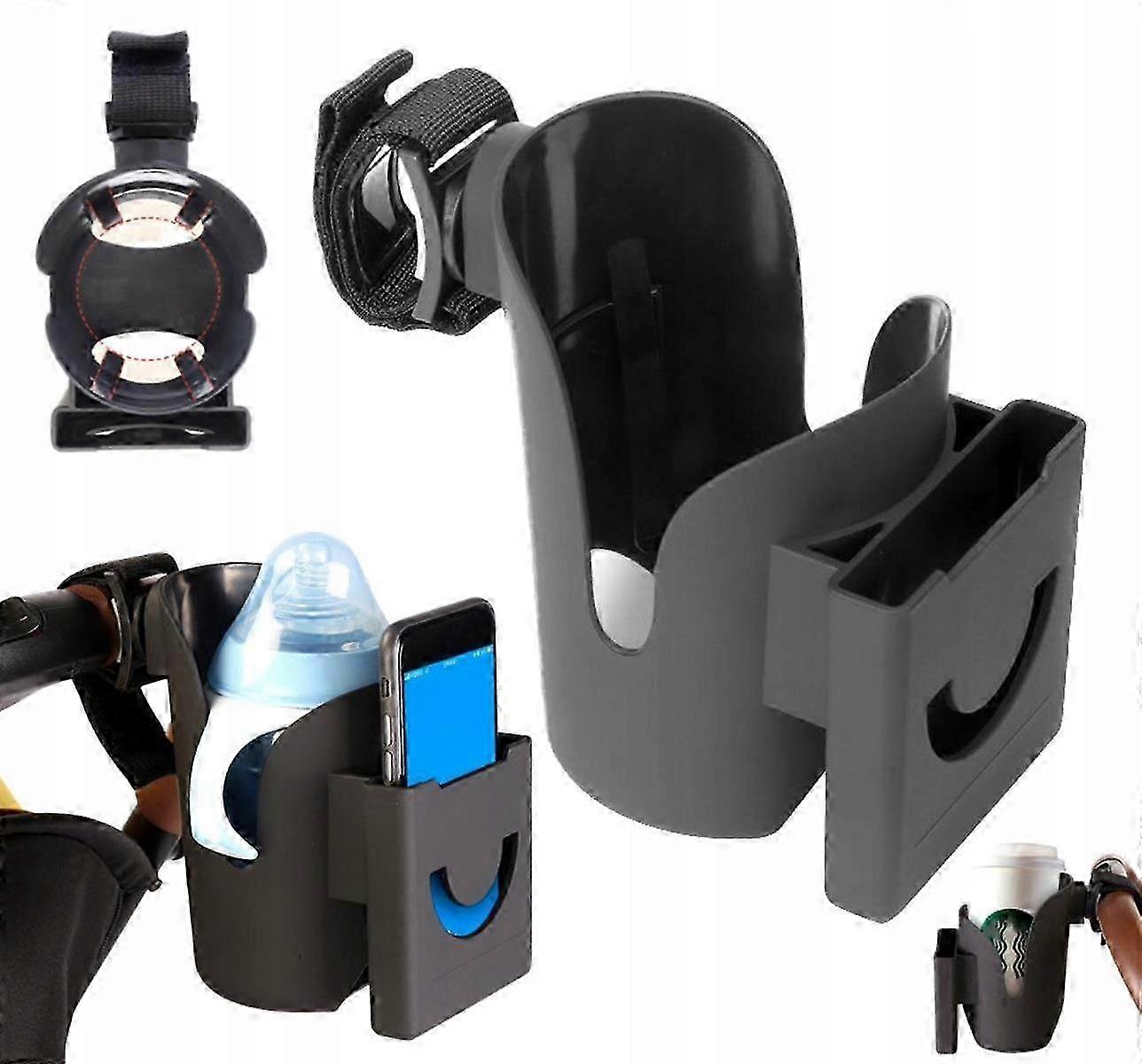 Phone Cart Holder Bottle Black Solid Strong Water Cup 2in1