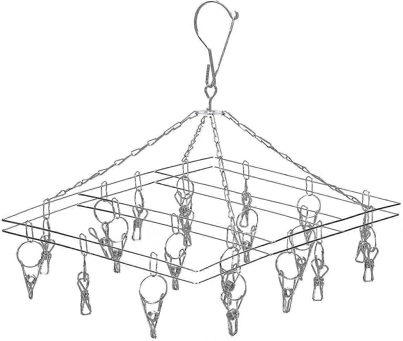 Sock Drying Rack With 20 Clips, Double-layer Multifunctional Clothes Hanger Rack