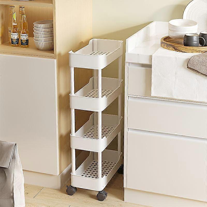 Slim White Bathroom Storage Cabinet Waterproof Freestanding Unit 4Drawer 15 Cm Wide Towel Organizer For Small Spaces