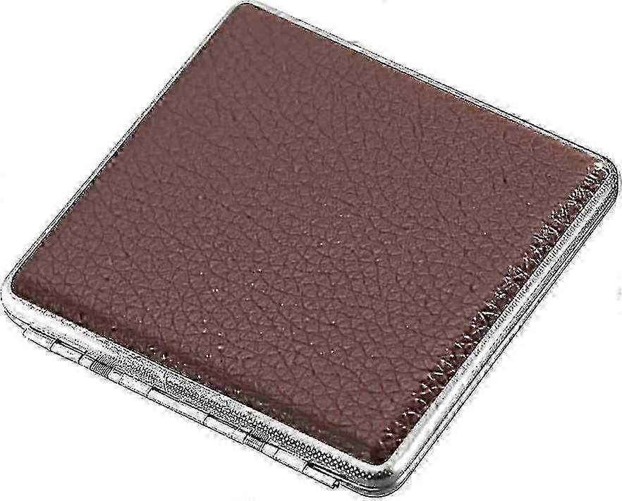 Leather Metal Cigarette Case For 20 Cigarettes (Black)