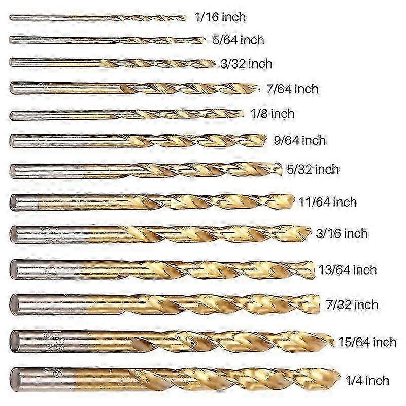 13Pcs Left Handed Drill Bit Set Extractor Drill Bits for Metal Tools Accessories with Titanium Nitr