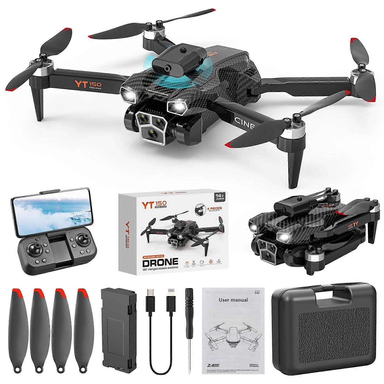 WJSXC Drone with Camera, 5-Camera Brushless Motor FPV Quadcopter, Wind Resistance, Headless Mode, Gesture Control, RC Drone for Adults & Beginners,