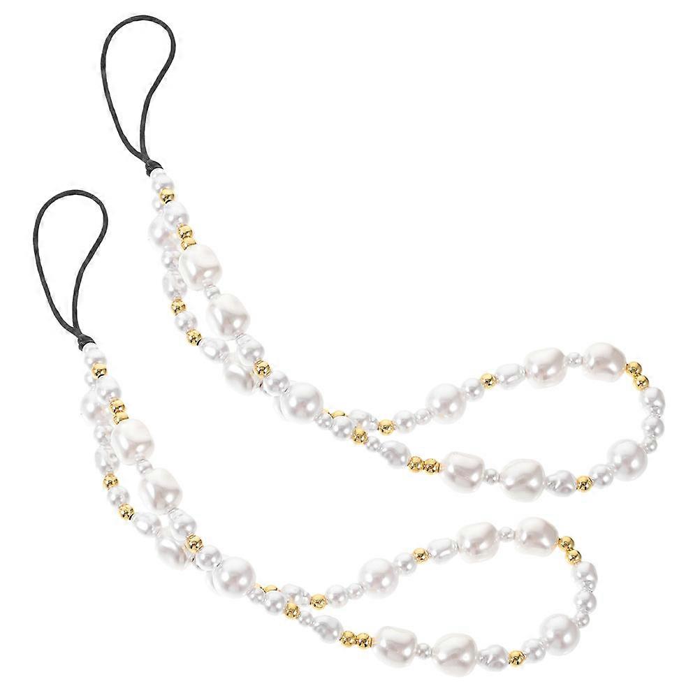 Phone Chain Decorative Phone Strap for Hanging Use 2Pcs Beaded Design