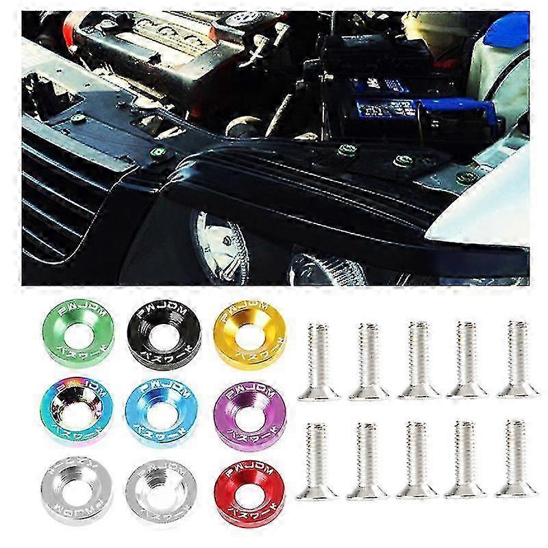 10PCS JDM License Plate Screws with Spacers - M6 Size for Secure Car Tuning Fit