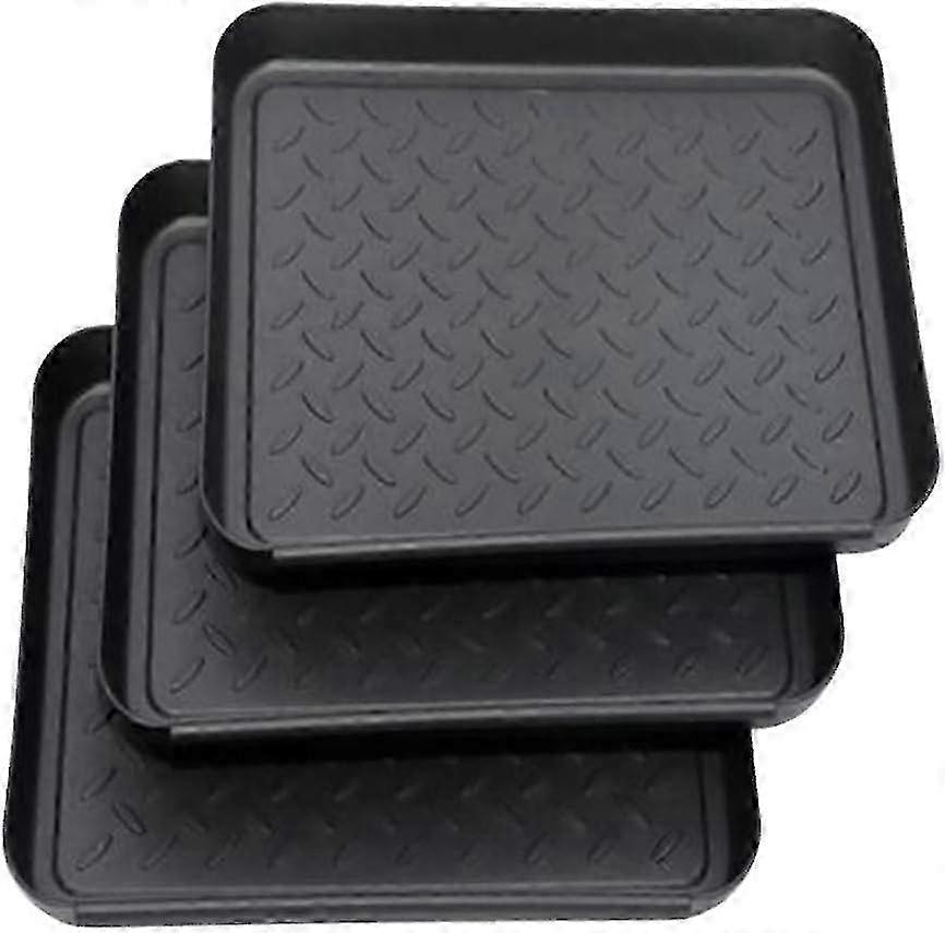 Plastic shoe organizer set of 3 with non-slip drip mats