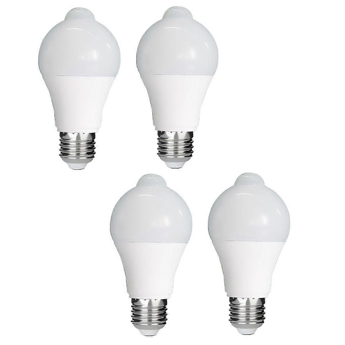 4PCS E27 Motion Sensor Led Bulbs 220V Smart Bulb Working in Night Sensor for Porch Stairs Garage Sec