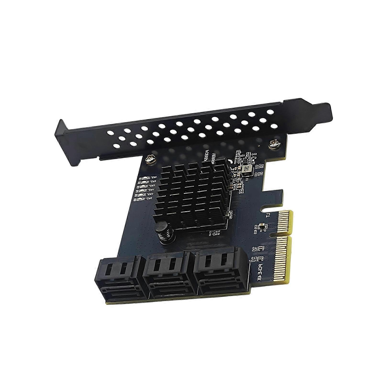 PCIE 1X/4X GEN3 to SATA3.0 Expansion Card 6Gbps Internal 6 Port 6Gbps Speed Controller Card Expansion Card RTL9100VB Chip Multicolor