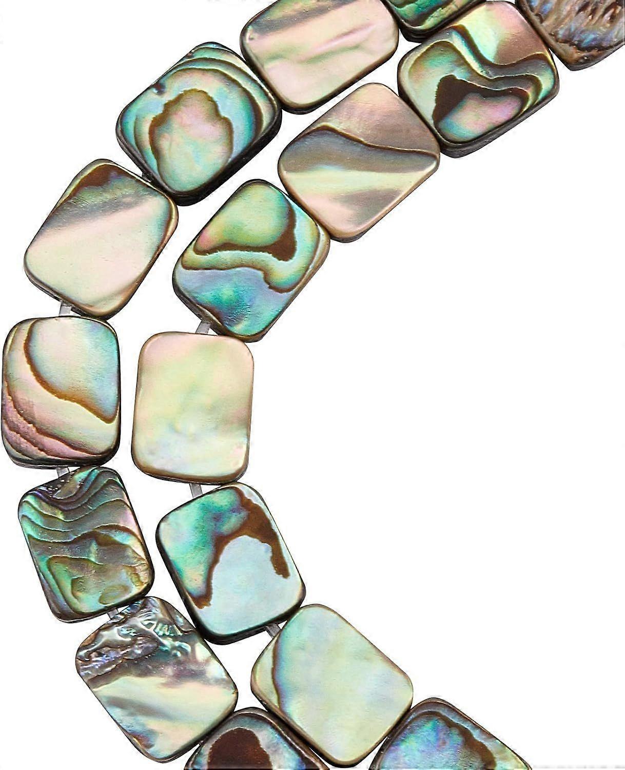 20 Packs Natural Abalone Shell Rectangle Charms Abalone Shell Beads with Storage Containers for DIY Jewelry Making 10x8mm