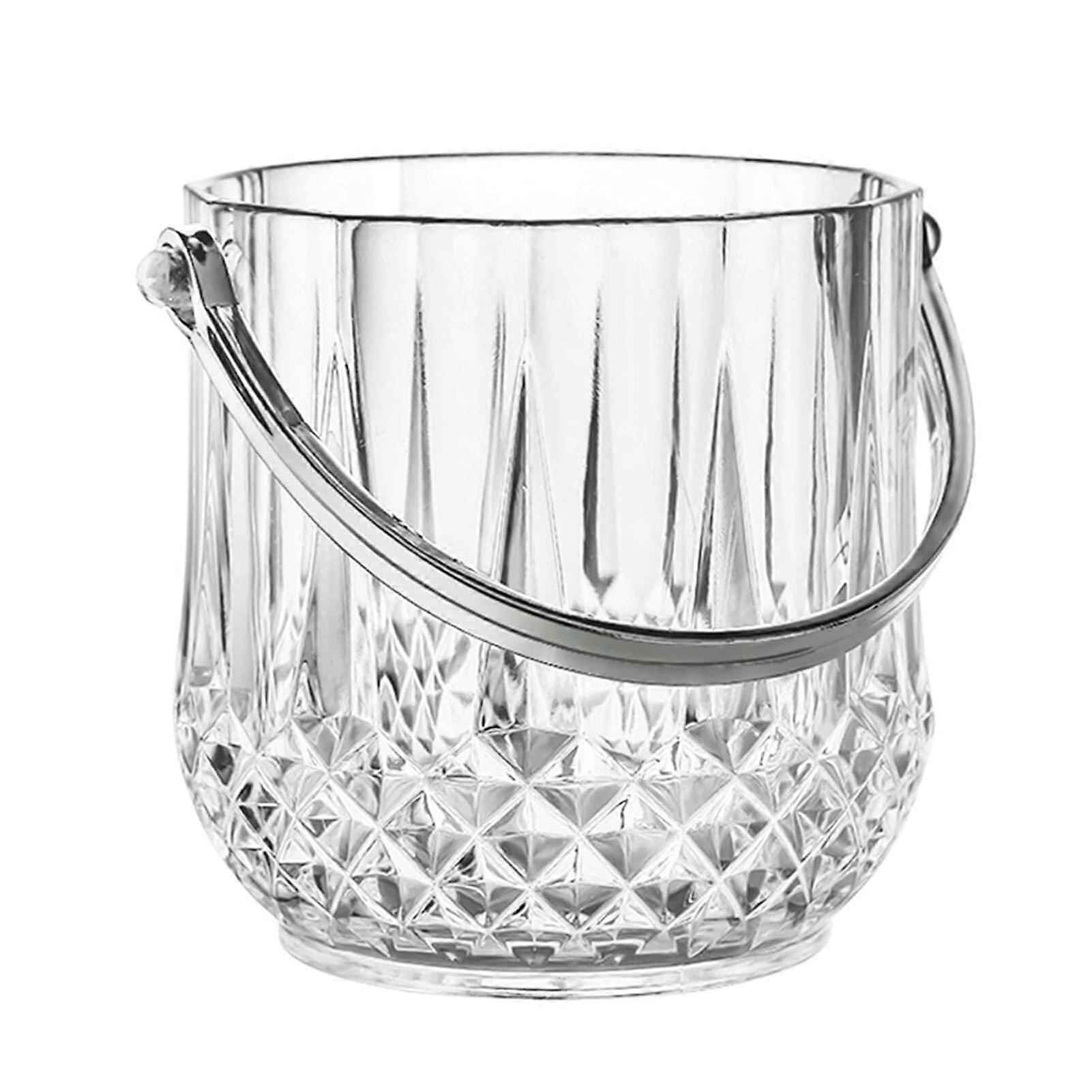 Acrylic Ice Bucket with Handle, WearResistant Clear Champagne Chiller, Diamond Pattern for Parties
