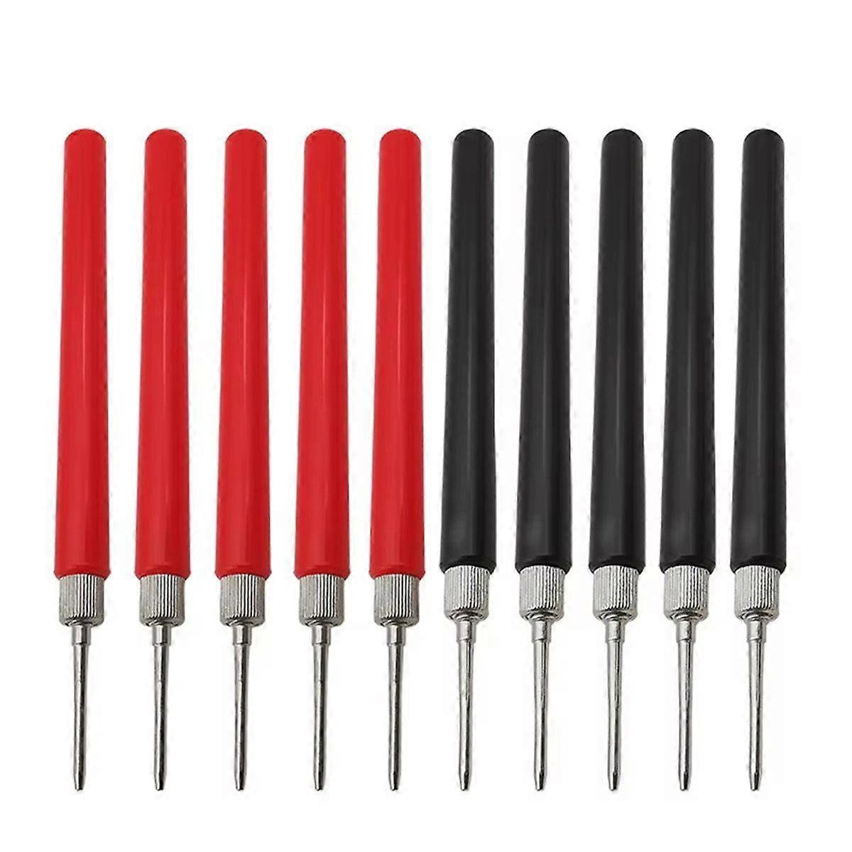 10Pcs Red Black Spring Test Probe Tip Insulated Test Hook Wire Connector Test Pin for Multimeter