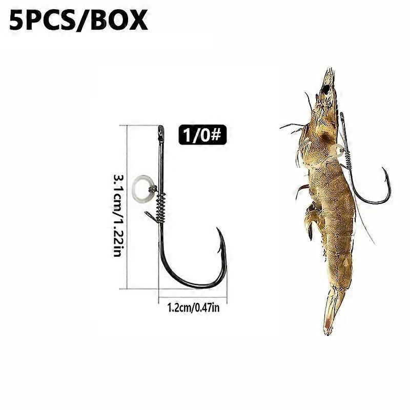 5pcs-10pcs /box Hanging Live Shrimp Back Hook, Shrimp Back Hook with Spring, Hanging Shrimp Fish Hook, Live Shrimp Fixed Hook