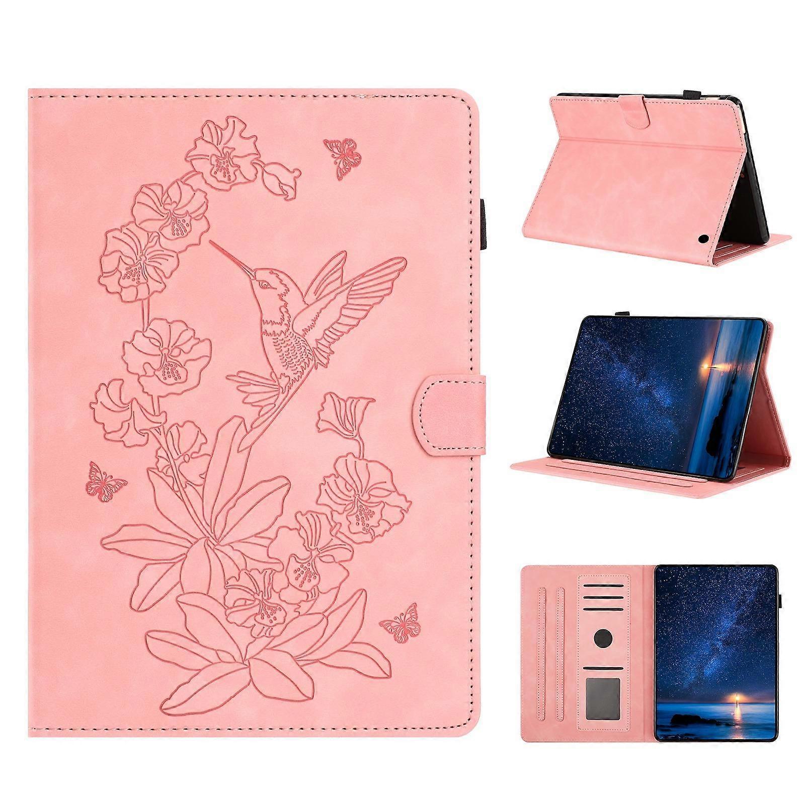 Flowers Bird Embossed Leather Smart Tablet Case