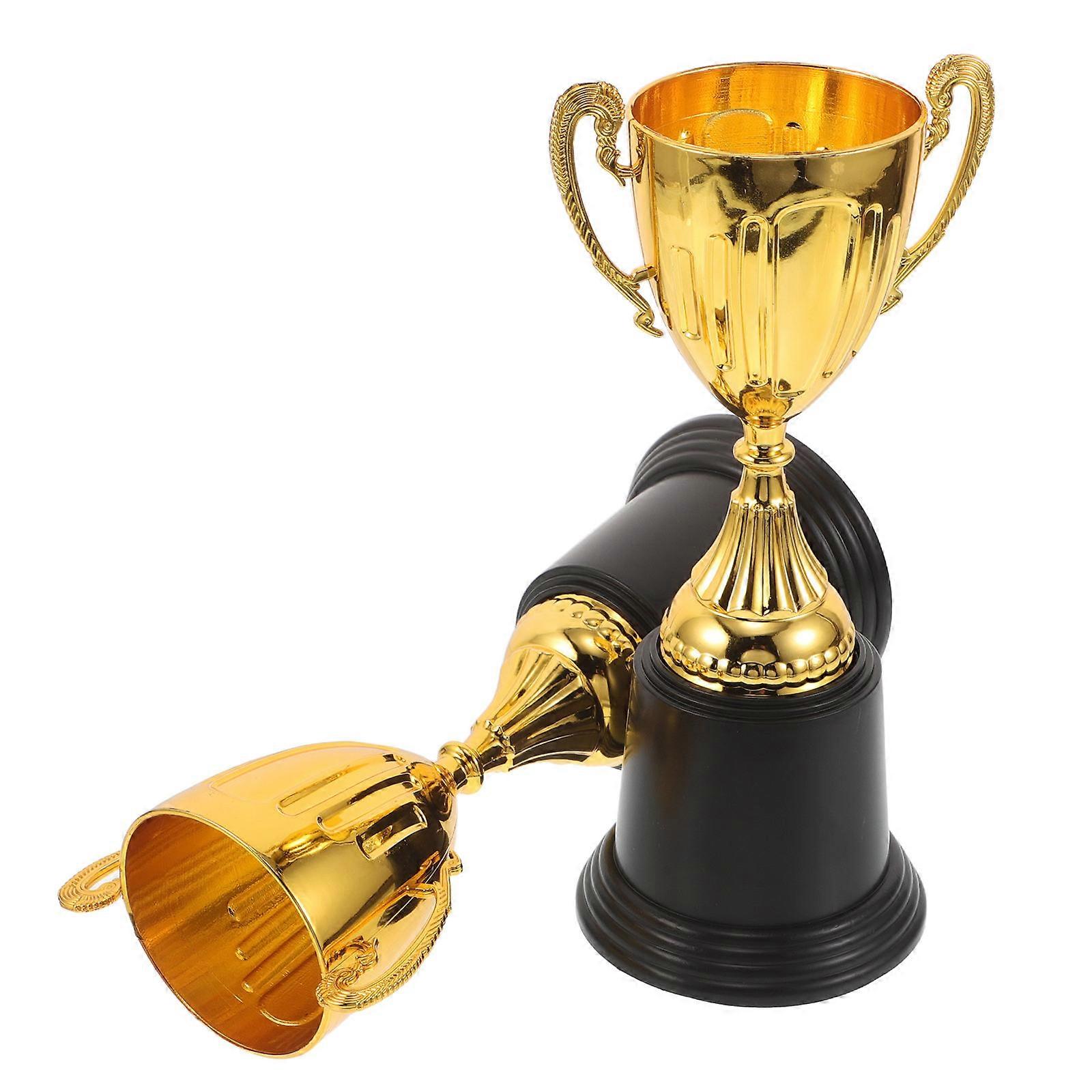 Mini Golden Trophy Cup Gold Trophy with Stable Base for Classroom Rewards 2Pcs