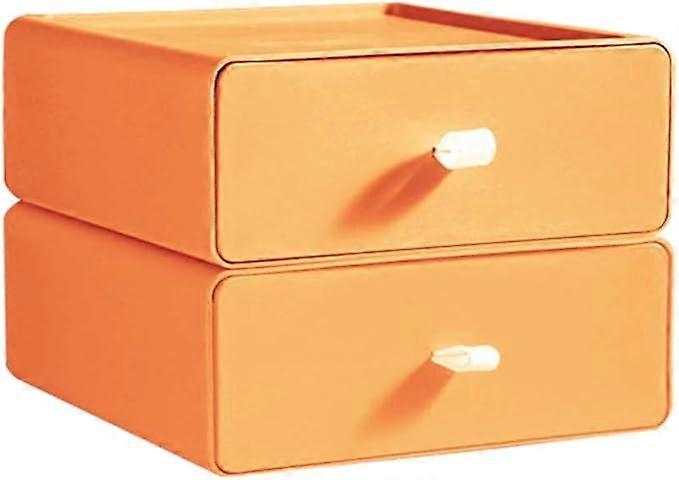 2 pcs desk organizer, large capacity stackable makeup drawer organizer