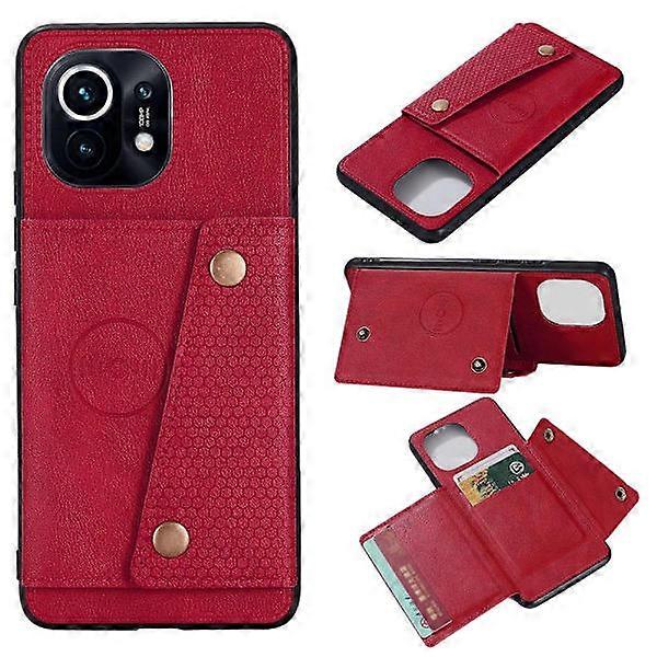 Compatible with Xiaomi Mi 11 - Case with Card Holder Red