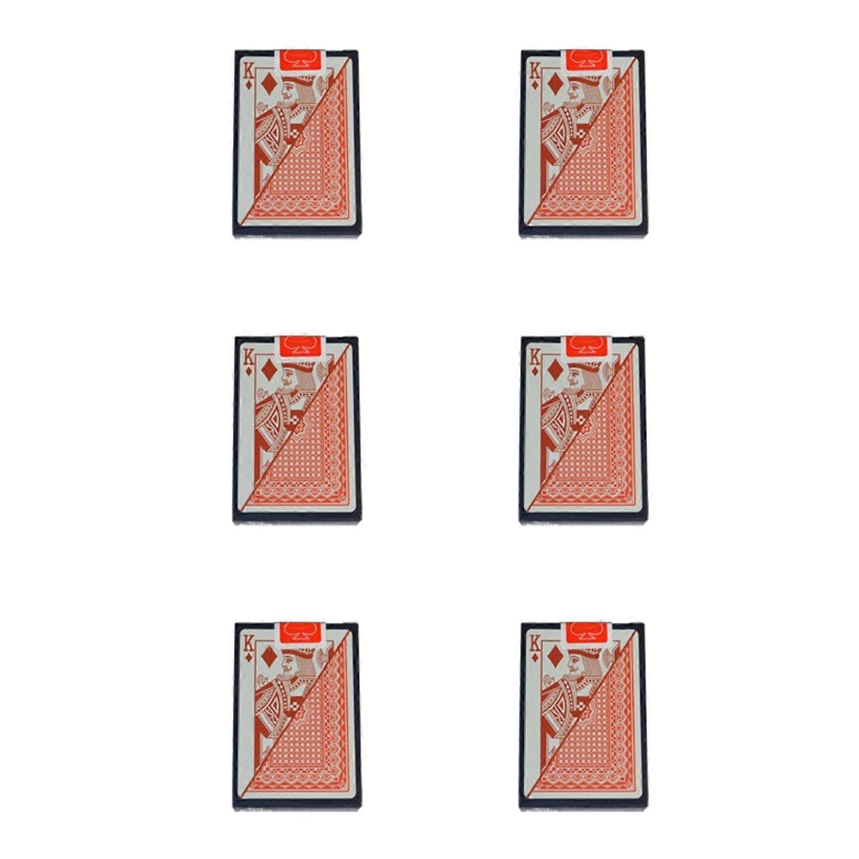 6X Multiplayer Game Card Creative Box Packed Waterproof Texas Playing Cards Plastic Durable Poker Magic Tricks Tool,Red