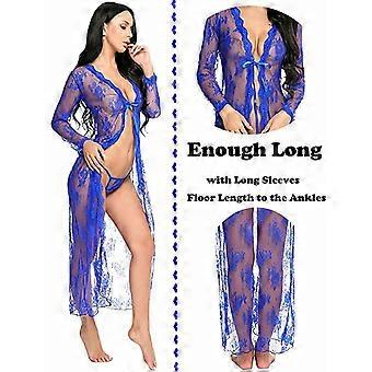 Women's Sexy Lace Sheer Chemise Lingerie Blue Dress Negligee Sleepwear Robes USA