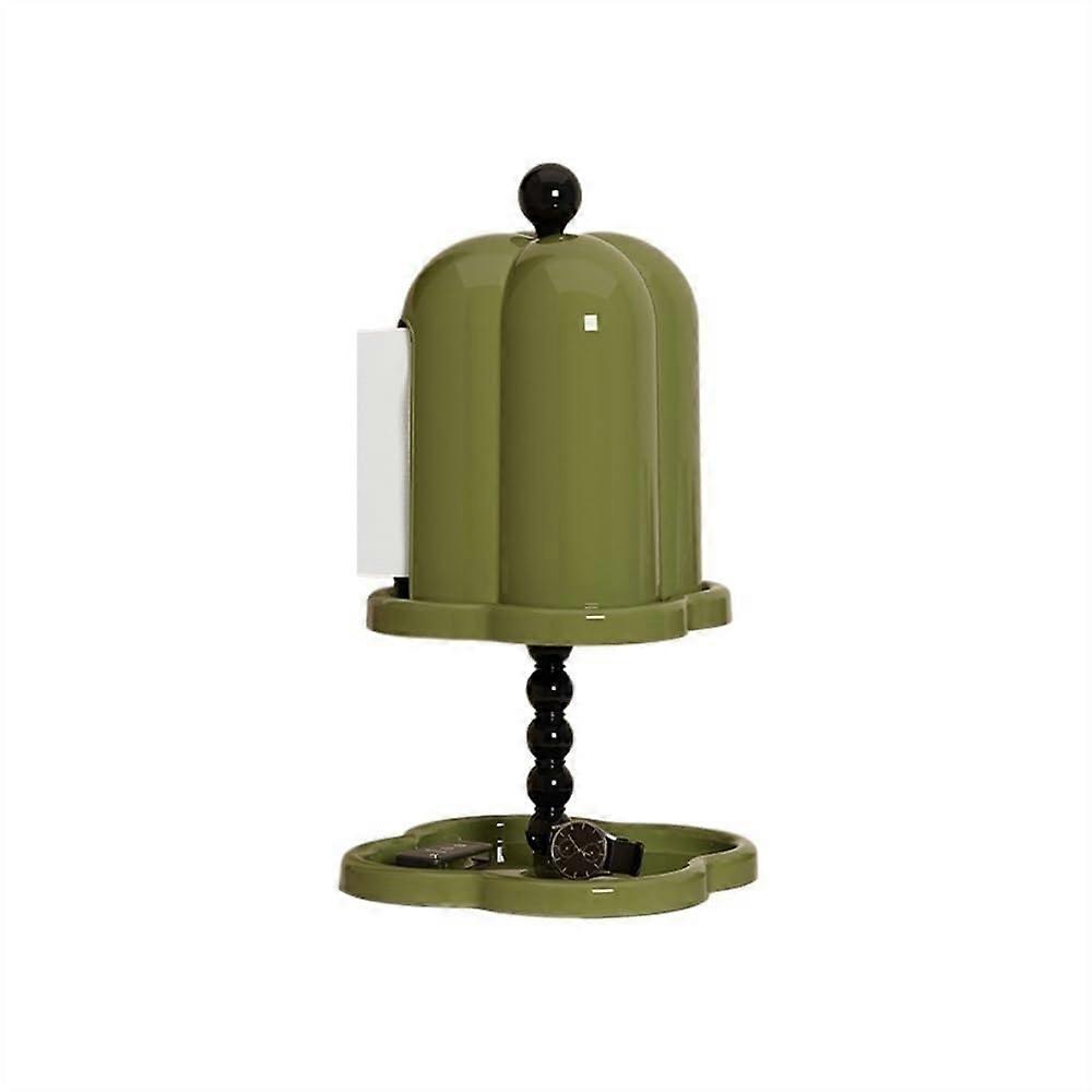 Vintage Tissue Box with Underside Storage Tray, Retro Style Holder for Coffee Table (Green)