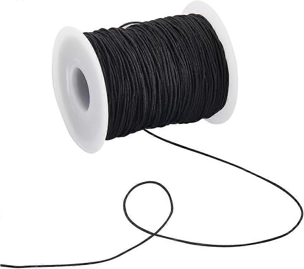 1 Roll 109 Yards/100M Elastic String Black Polyester Beading Cord 0.8mm Stretchy Wax Sewing Threads Cords with Spool for Jewelry Making Bracelets Neck