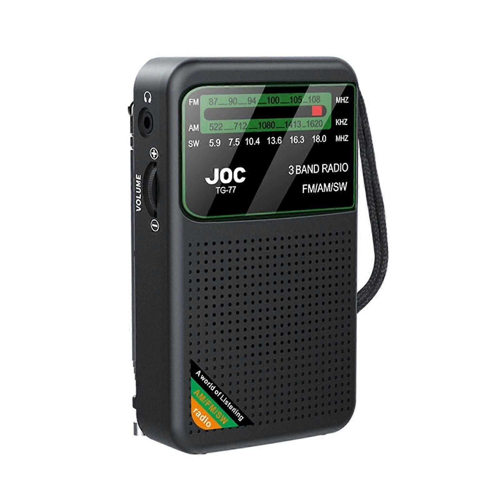 Definition Display Screen FM AM SW Radio Pocket Emergency TypeC Rechargeable ABS Body Black Portable