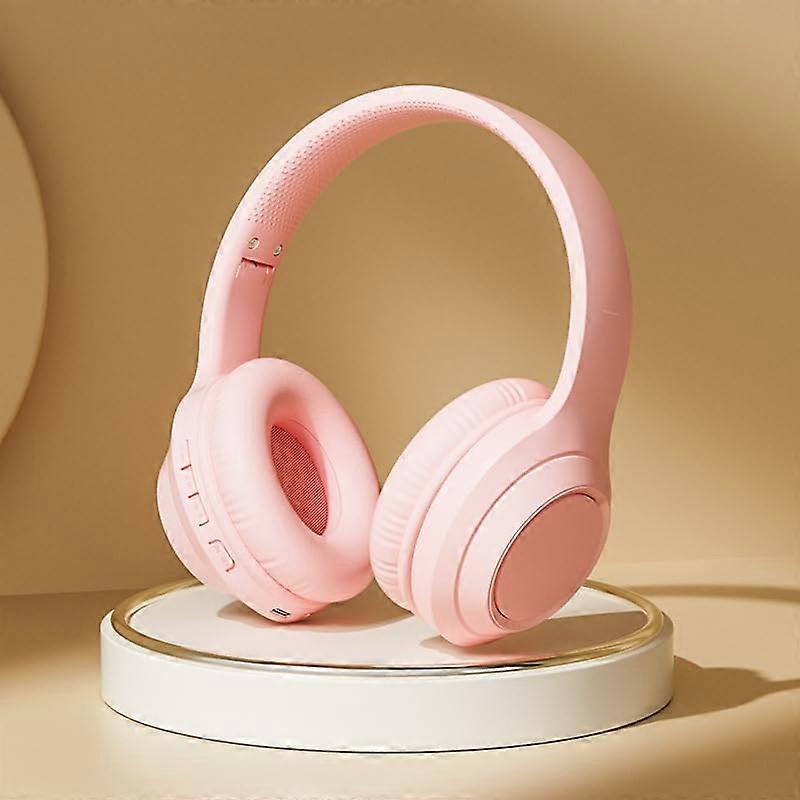 Wireless Headsets Pink Bluetooth Headphones For Gaming Foldable HiFi Stereo PlugIn Headset