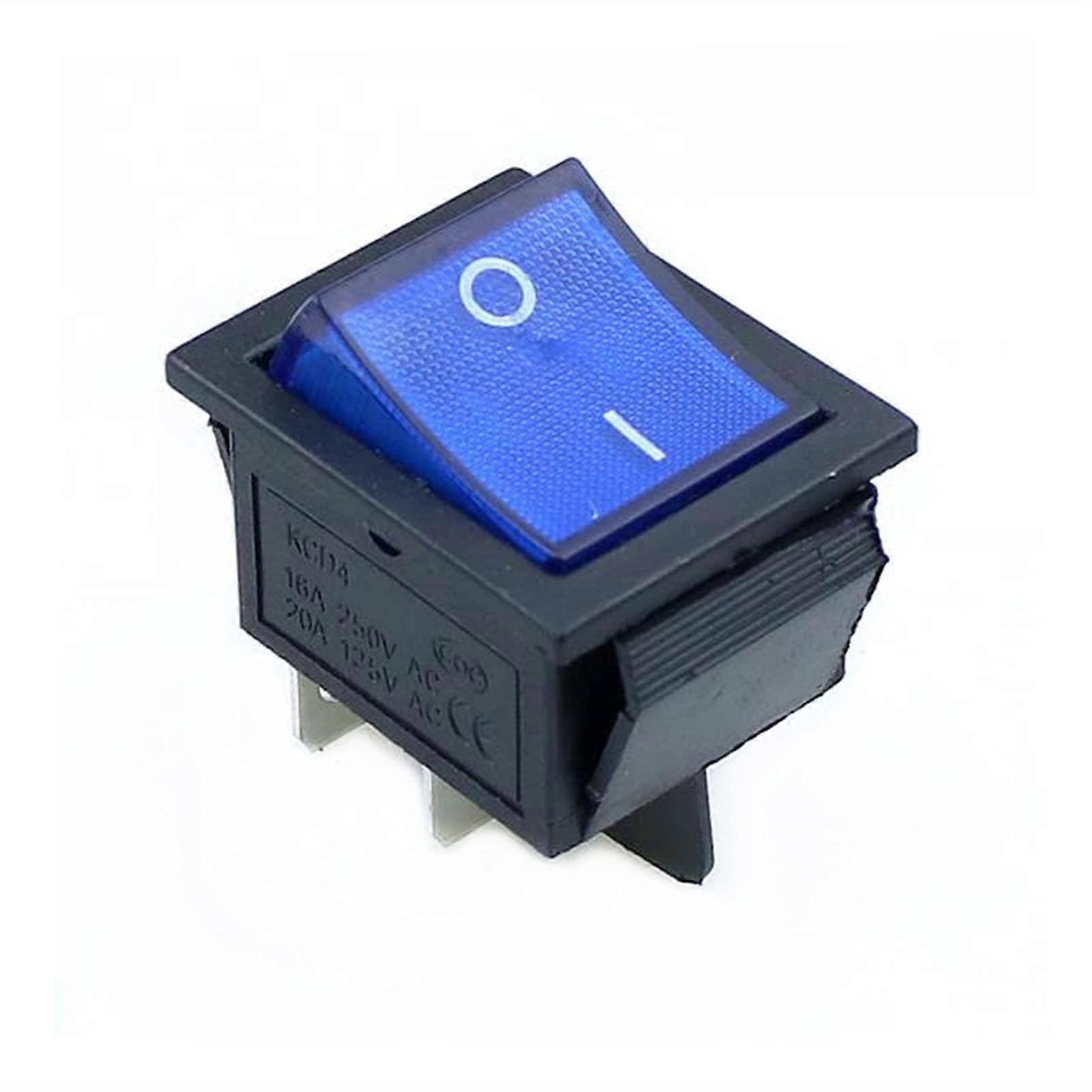 Rocker Switch KCD4 6 Pin Blue Toggle with Light 16A 250V Illuminated Power Control