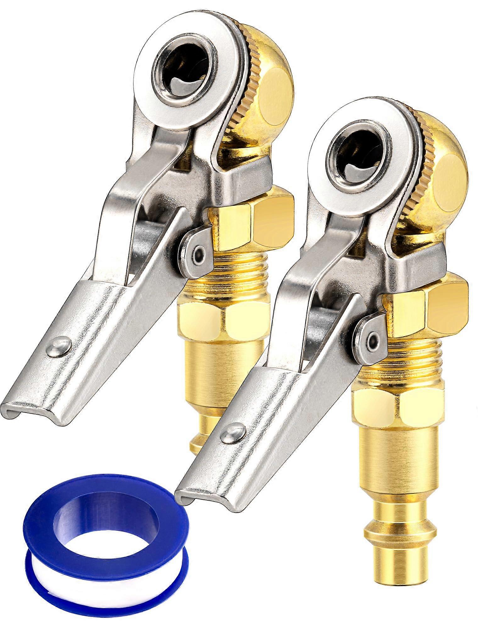 2Pack 1/4 Inch NPT Tire Inflator Air Chuck with Locking Clip, 160 PSI Closed Flow Brass Connector
