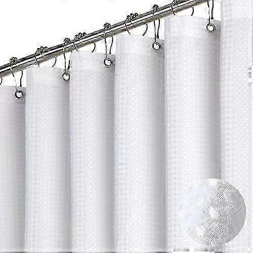 White Fabric Shower Curtain - Waffle Texture High Strength Fabric Shower Curtain For Bathroom, Large Hotel Spa Luxury Shower Curtain Set (72wx72h, Whi