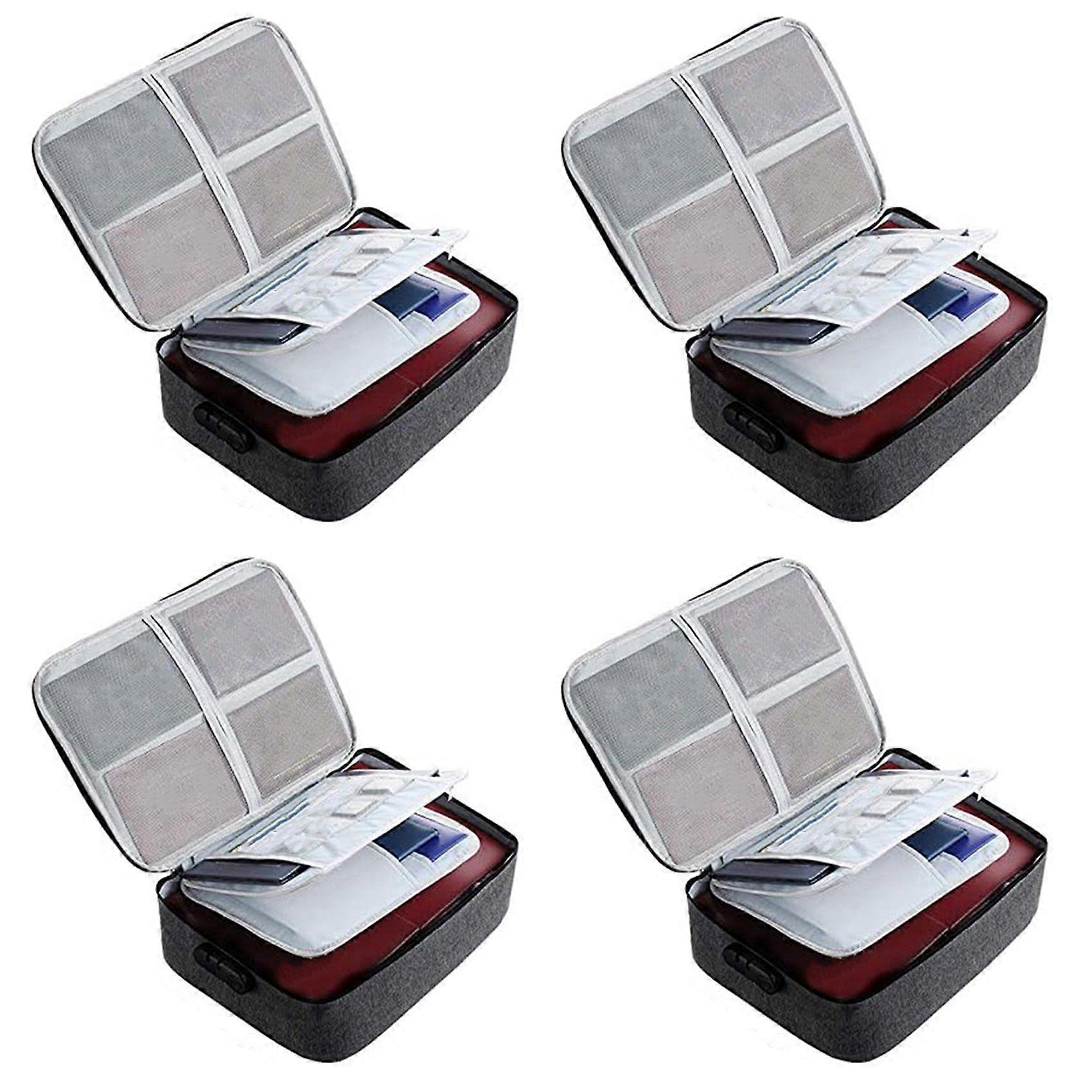 4X Important File Pocket Holder,Document Organizer Box,Oxford Waterproof Document Storage Bag with Safe Code Lock(Black)