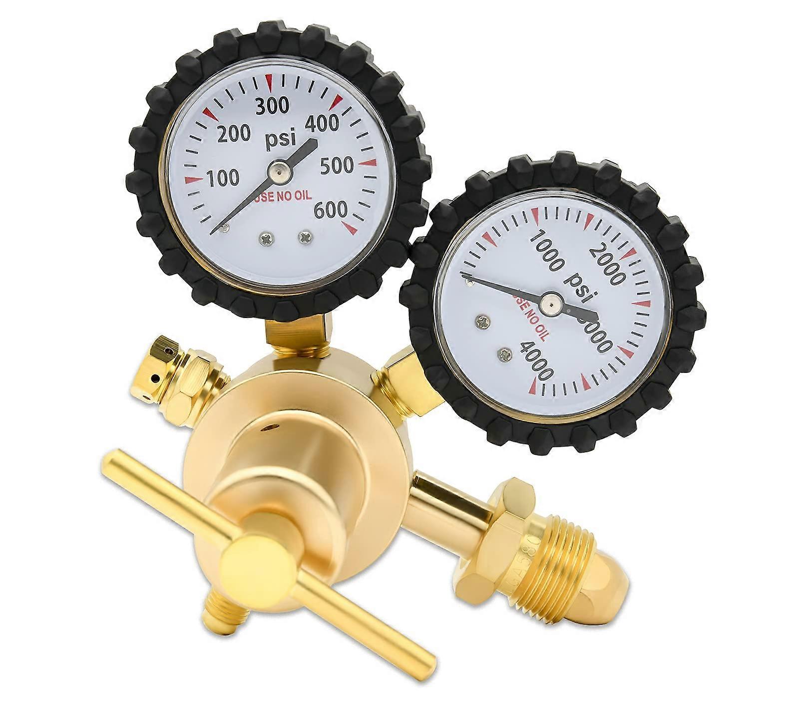 Nitrogen Regulator 0600 PSI CGA580 Inlet for HVAC, Durable Brass, Precision Pressure Control