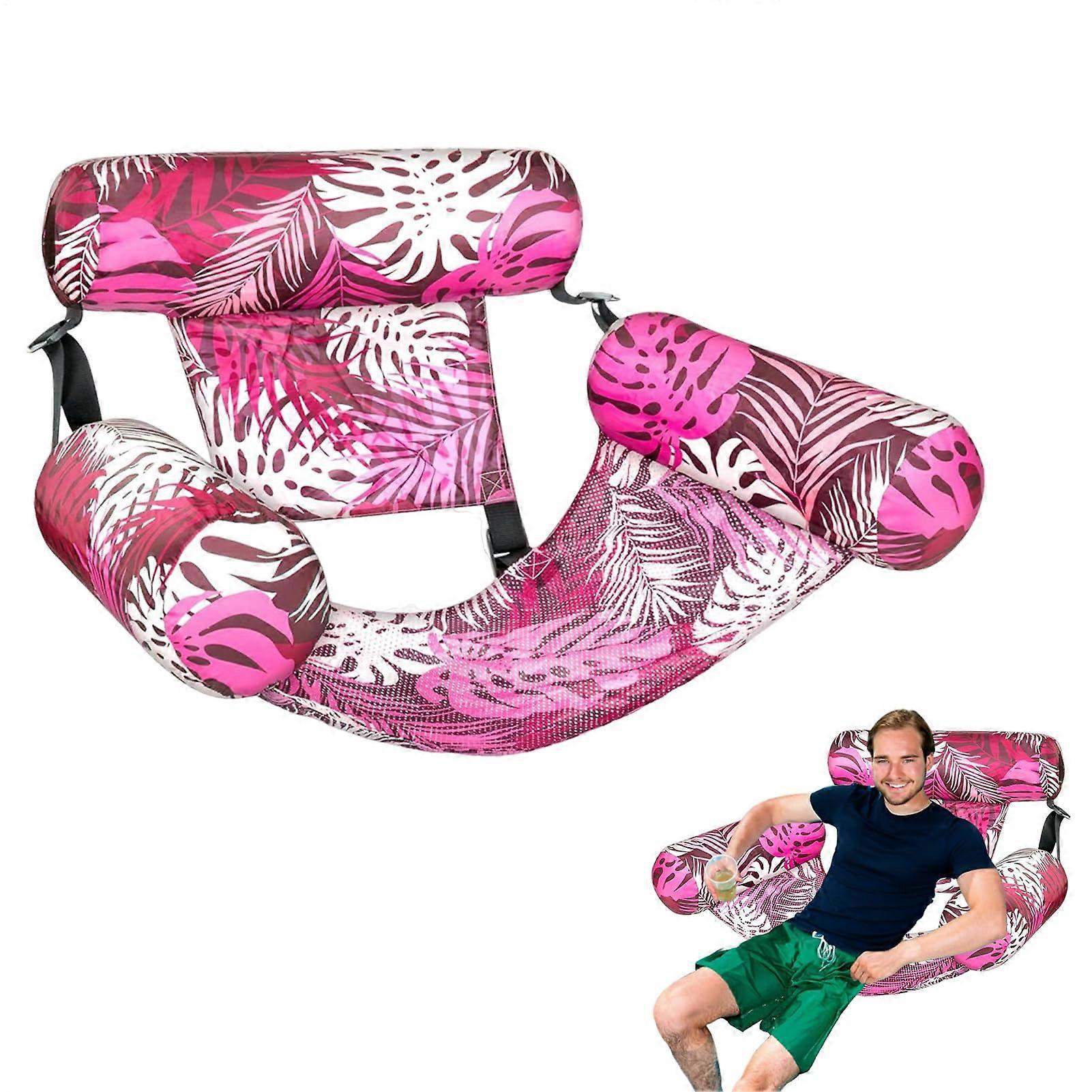 Pool Float Inflatable Lounge Chair with Plant Pattern, LeakProof PVC for Adults 250 lbs Capacity