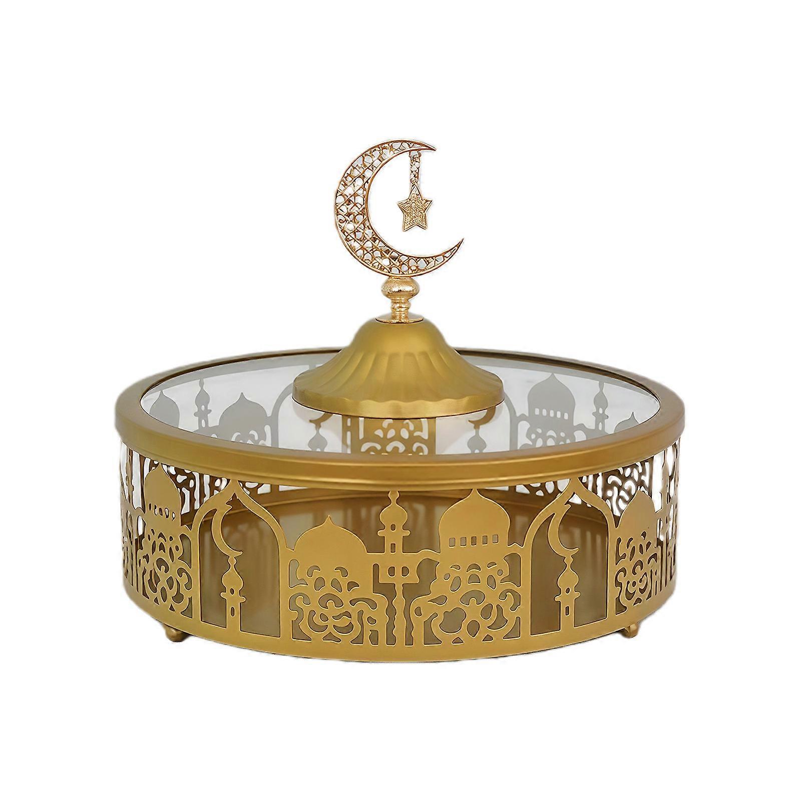 Multi Functional Iron Serving Tray for Holiday Parties Elegant Snacks Storage Container with Nonslip Base Multicolor